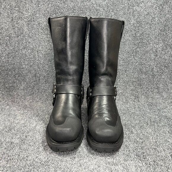 Milwaukee 11" Harness Boots Mens Size 9 Black Leather Drag Square Toe Motorcycle - Picture 2 of 14